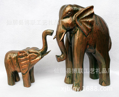 【生产厂家 手工雕刻实木大象 吉祥对装 礼品动物摆件批发】价格,厂家,图片,木质、竹质工艺品,仙居县博联工艺礼品厂-