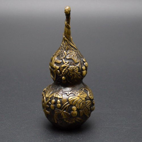 古玩杂项纯铜收藏吉祥开盖宝葫芦家居装饰工艺品风水摆件